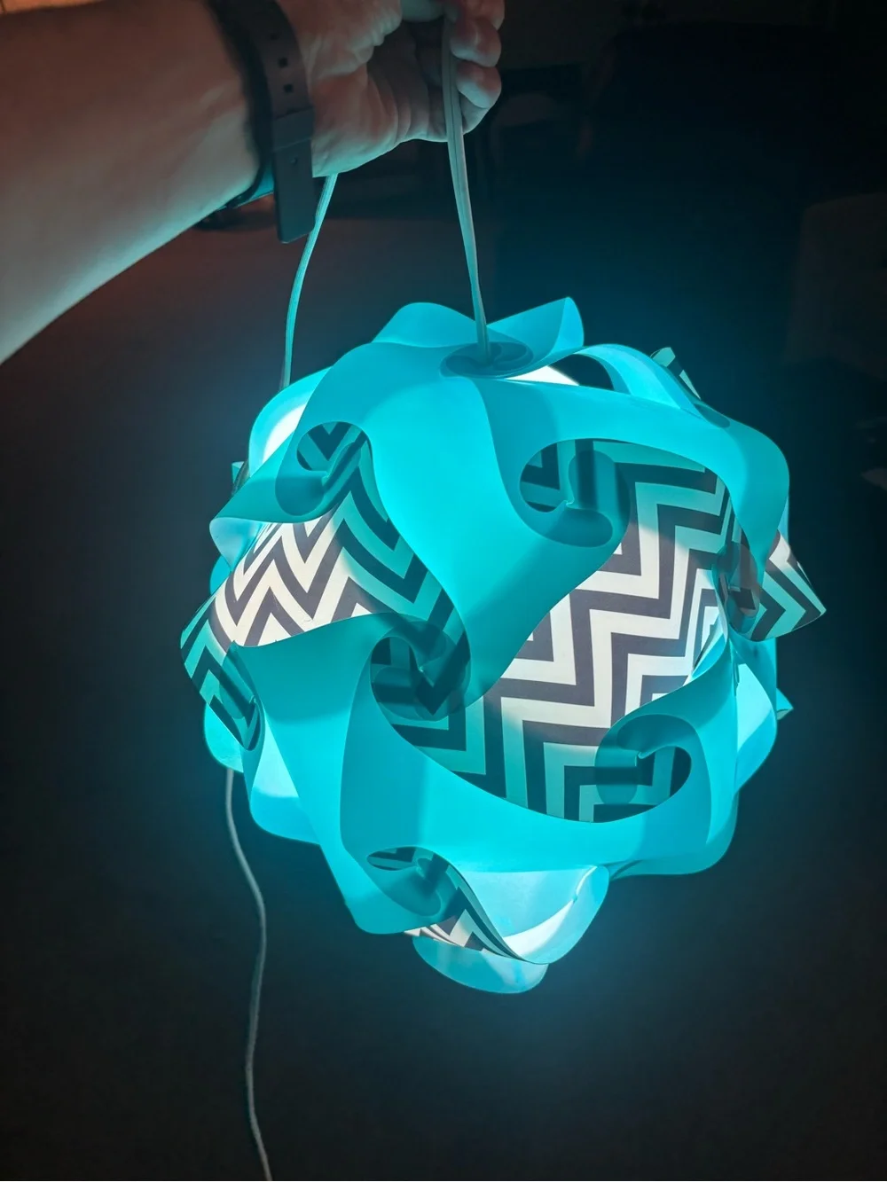 Blue Chevron Decorative Puzzle Ball Table Lamp - Unknown Brand